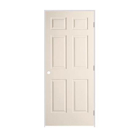 Codel Doors 36" x 80" x 1-3/8" Primed 6-Panel Colonist Molded Hollow Core 4-9/16" LH Prehung Door w/Black Hinges 3068MHCCOLLH1D4916